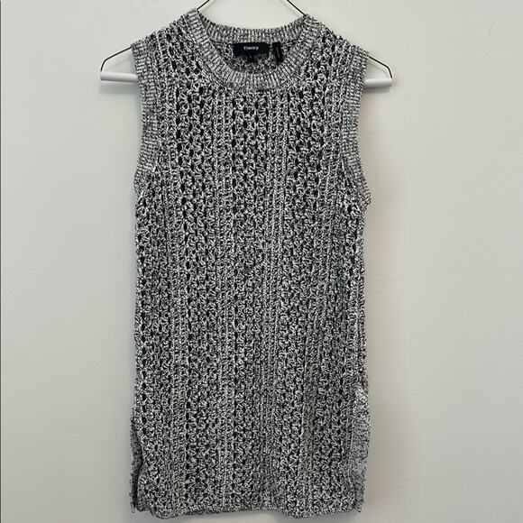 Theory Black and White Knit Sleeveless Tank Sweater Small - Picture 1 of 8